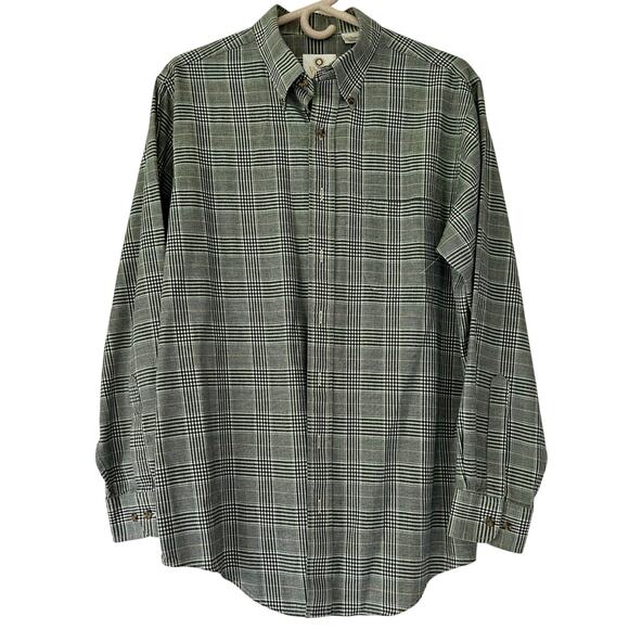 Vintage Viyella plaid button down shirt wool blend Classic Academia Preppy L - Picture 1 of 11